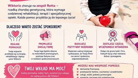 Pomóżmy Wiktorii w walce z Zespołem Retta. Festyn charytatywny w Myszkowie szuka wolontariuszy i sponsorów