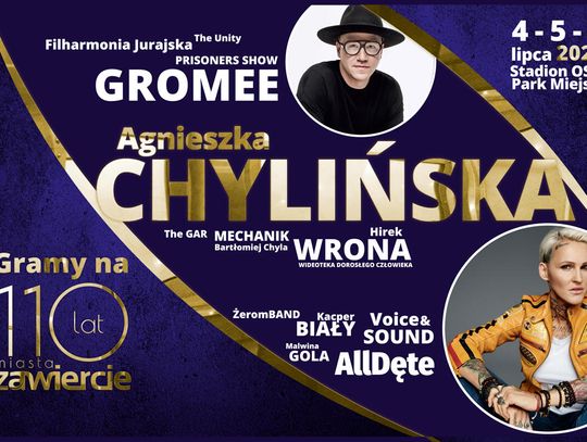 Agnieszka Chylińska zaśpiewa na Dni Zawiercia! 110 lat praw miejskich!