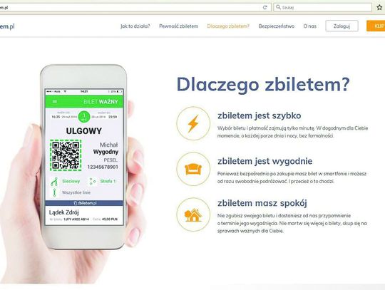 BILET AUTOBUSOWY 	W SMARTFONIE