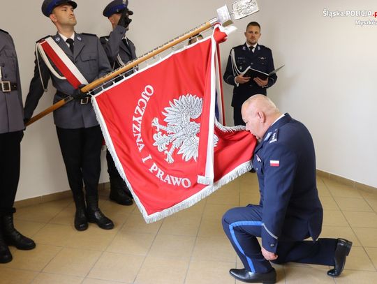 INSPEKTOR RAFAŁ GŁUCH NOWYM KOMENDANTEM KOMENDY POWIATOWEJ POLICJI W MYSZKOWIE. ZDJĘCIA