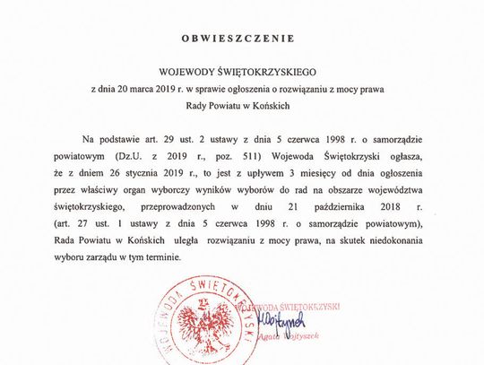 KIEDY WOJEWODA ROZWIĄŻE RADĘ POWIATU ZAWIERCIAŃSKIEGO? KIEDY WOJEWODA ROZWIĄŻE RADĘ POWIATU ZAWIERCIAŃSKIEGO?