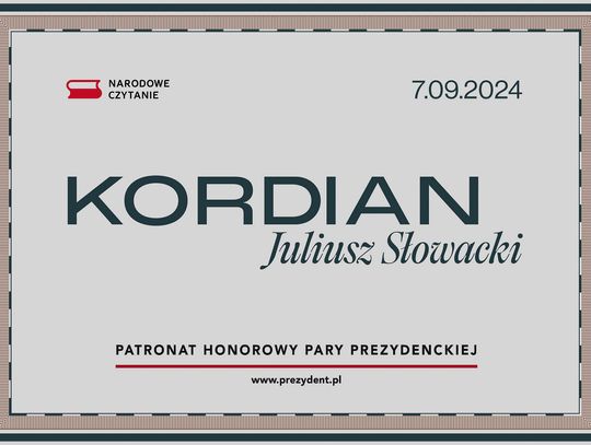 Narodowe czytanie - w tym roku “Kordian” Juliusza Słowackiego