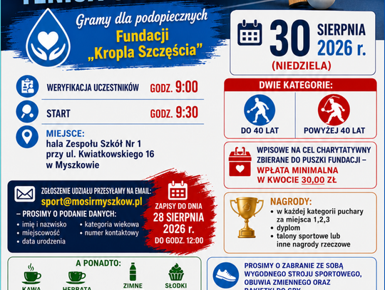 TURNIEJ TENISA STOŁOWEGO. DOCHÓD NA CHORE DZIECI