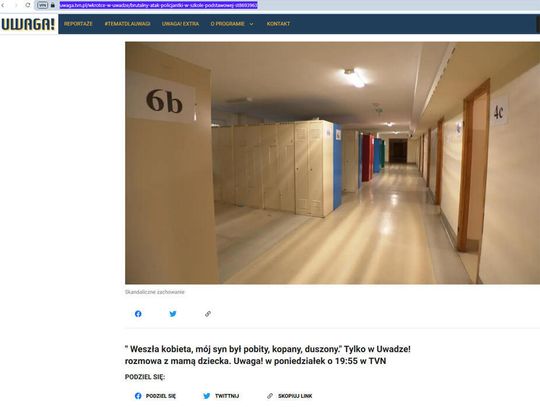 TVN Uwaga! o pobiciu 11 latka z Dzibic przez policjantkę