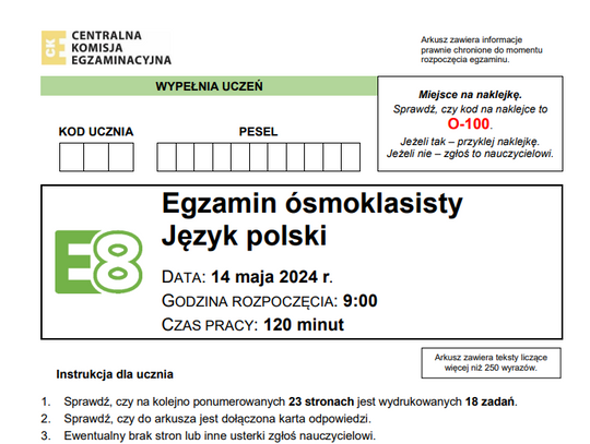 WYNIKI EGZAMINU ÓSMOKLASISTY. KTÓRA SZKOŁA Z POWIATU ZAWIERCIAŃSKIEGO WYPADŁA NAJLEPIEJ?