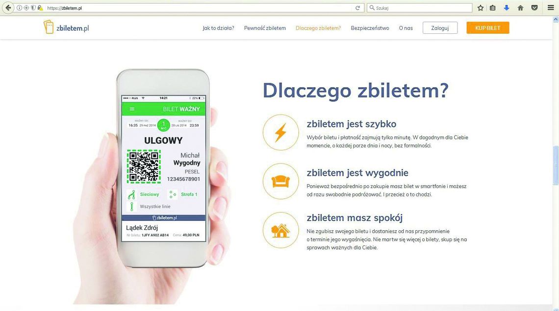 BILET AUTOBUSOWY 	W SMARTFONIE