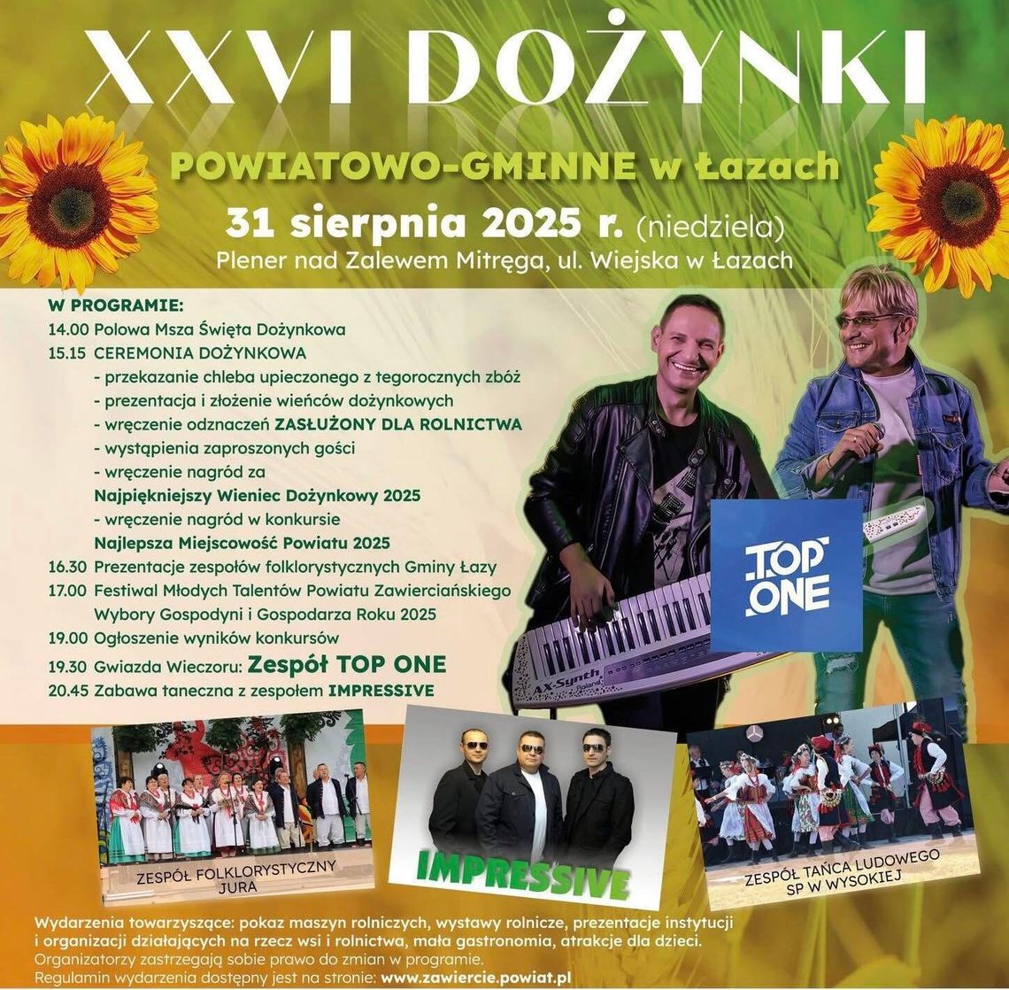 Dożynki Powiatu Zawierciańskiego. W tym roku w Łazach Dożynki Powiatu Zawierciańskiego. W tym roku w Łazach