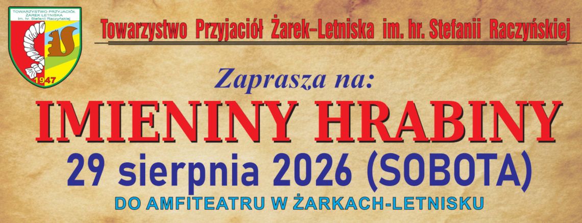 Imieniny Hrabiny. Towarzystwo Przyjaciół Żarek Lestisko ogłasza konkurs na strój z epoki!