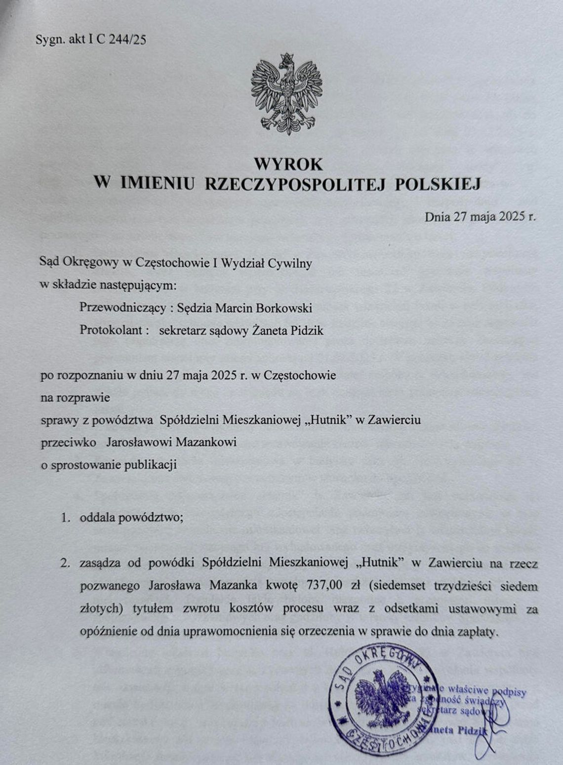 JAK SPÓŁDZIELNIA HUTNIK TRWONI PIENIĄDZE. WŁAŚNIE PRZEGRAŁA PROCES WYTOCZONY REDAKCJI JAK SPÓŁDZIELNIA HUTNIK TRWONI PIENIĄDZE. WŁAŚNIE PRZEGRAŁA PROCES WYTOCZONY REDAKCJI