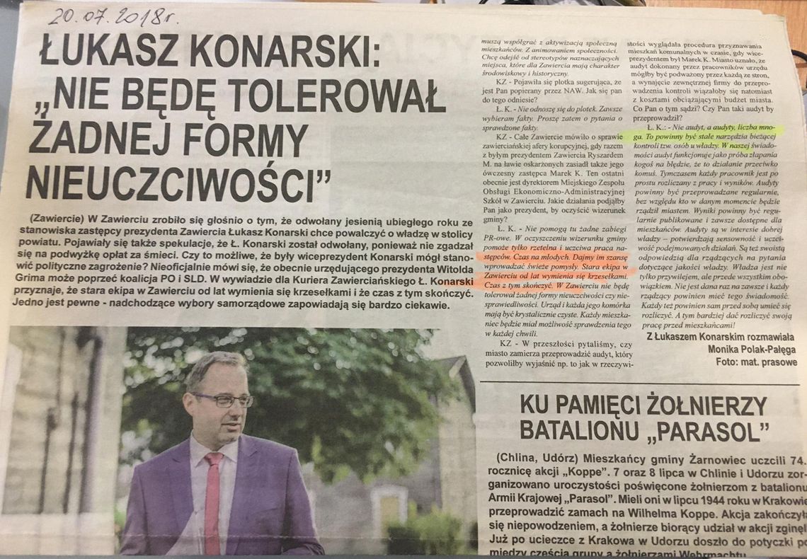 ŁUKASZ KONARSKI: „NIE BĘDĘ TOLEROWAŁ ŻADNEJ FORMY NIEUCZCIWOŚCI”