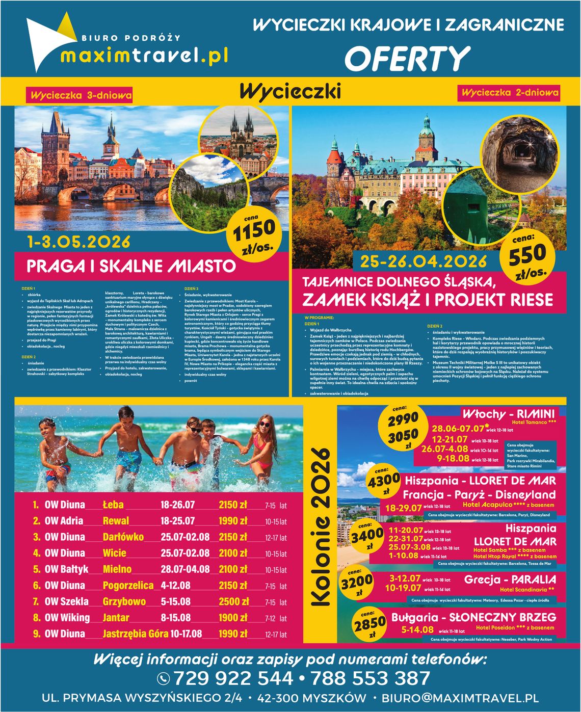 Maxim Travel zaprasza na wycieczki. W kwietniu Zamek Książ i projekt Rieze