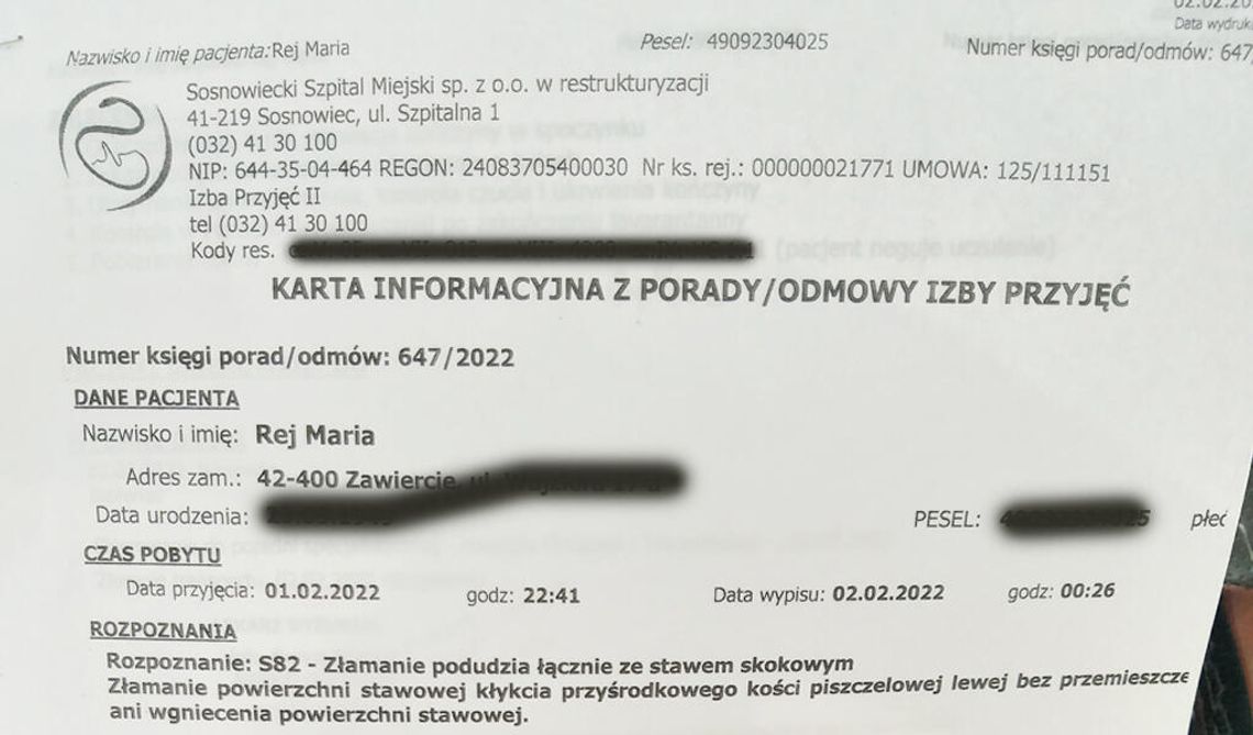 MIAŁA ZŁAMANĄ NOGĘ. NA SOR JEJ NIE PRZYJĘLI!