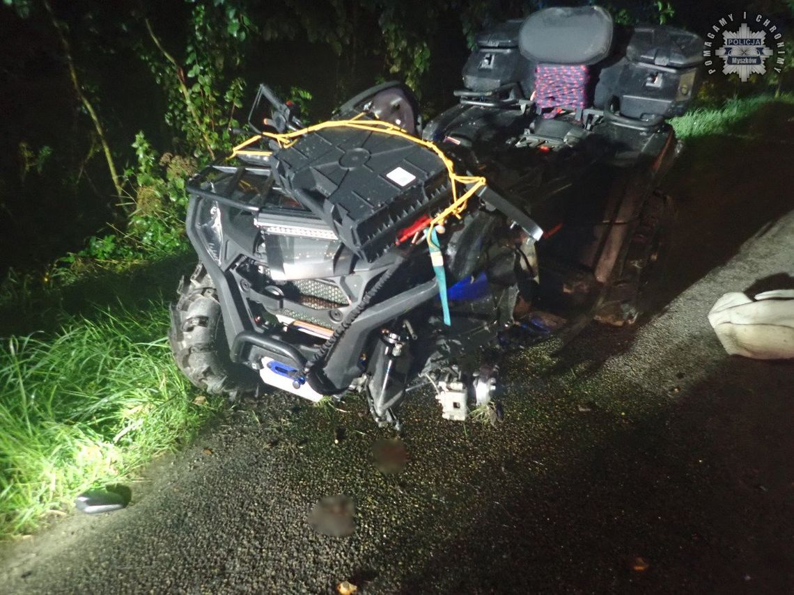 MYSZKÓW. TRAGICZNY WYPADEK QUADA. TRZY OSOBY, W TYM DZIECKO, CIĘŻKO RANNE. ZDJĘCIE