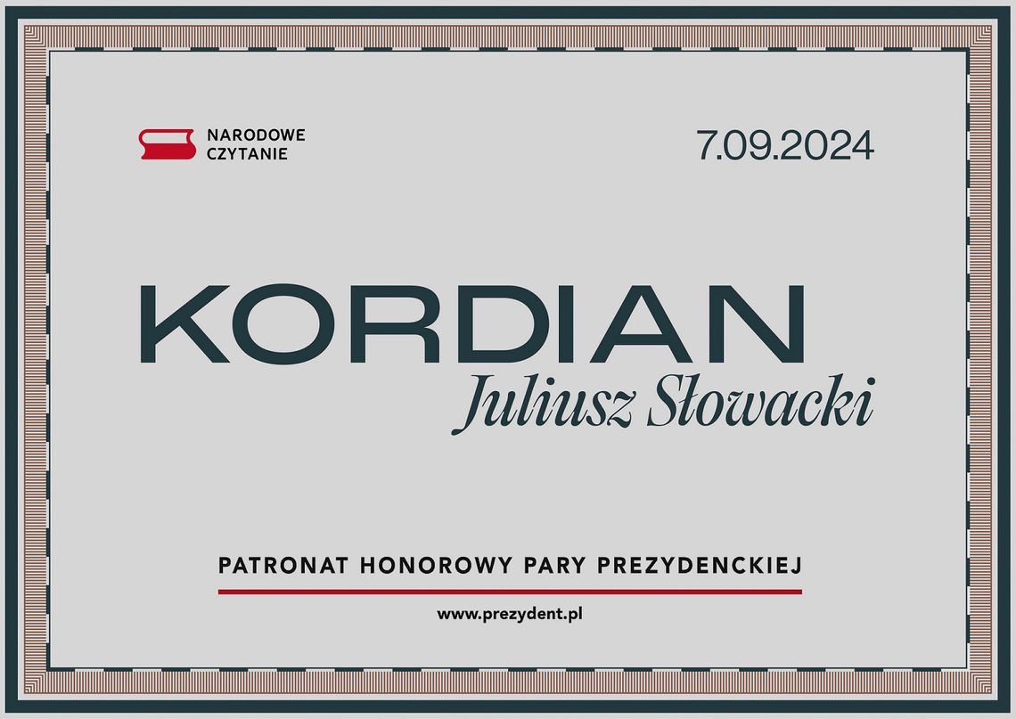 Narodowe czytanie - w tym roku “Kordian” Juliusza Słowackiego