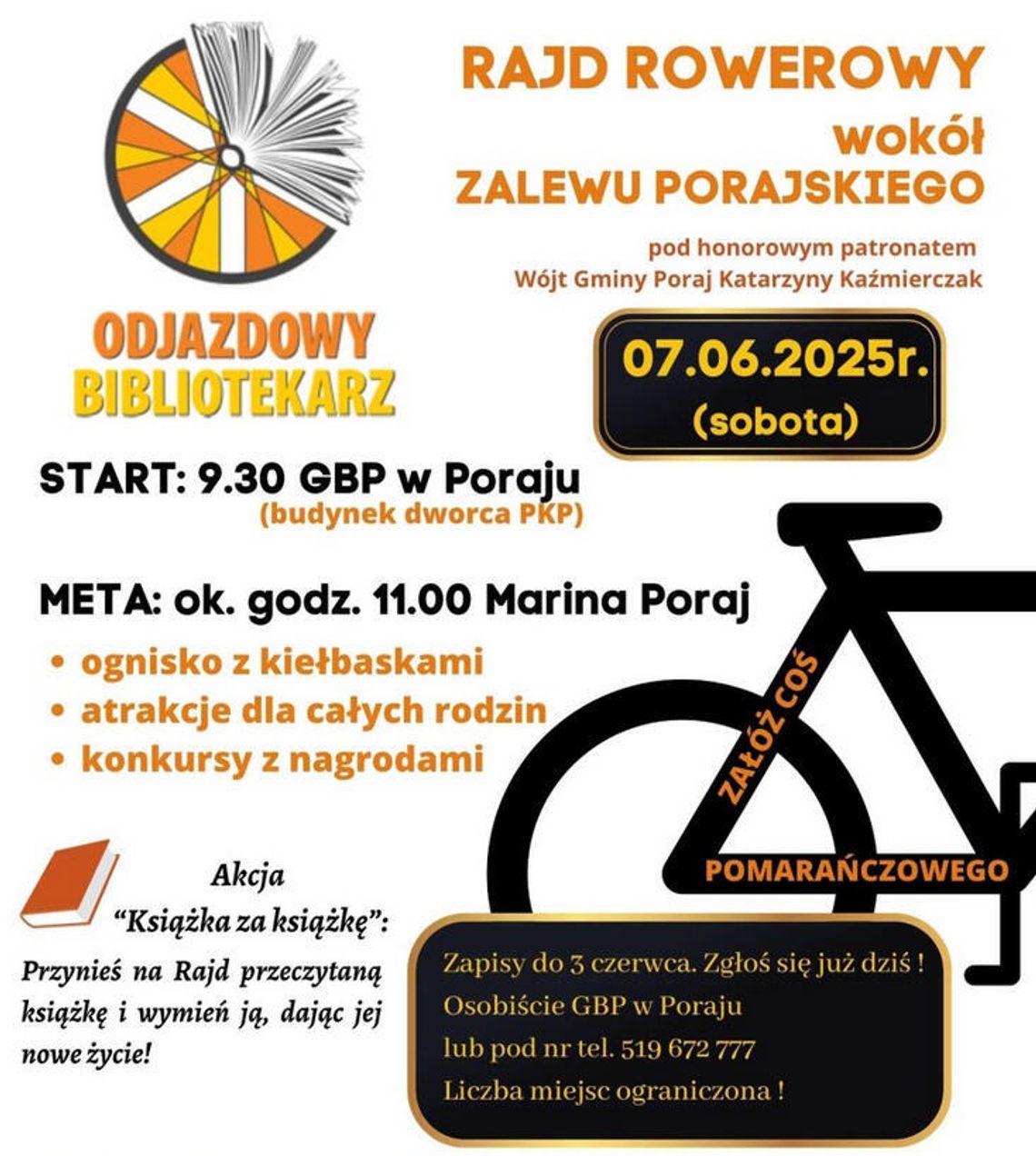 Odjazdowy Bibliotekarz. Zapraszamy na Rajd Rowerowy wokół Zalewu Porajskiego