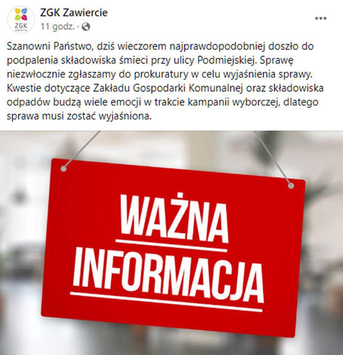 PROKURATURA NIE WIDZI DOWODÓW NA PODPALENIE. BYŁY PREZES ZGK UPIERA SIĘ, ŻE POŻAR POWSTAŁ CELOWO