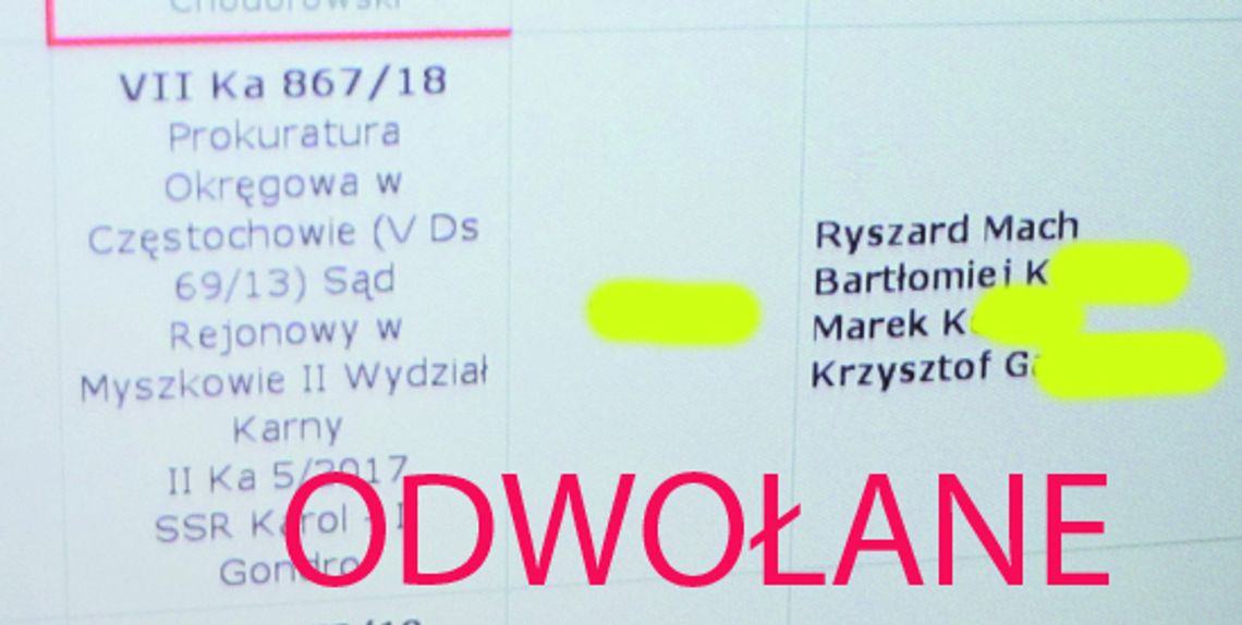 ROZPRAWA ODWOŁANA OSKARŻONY MACH ZNOWU W SZPITALU