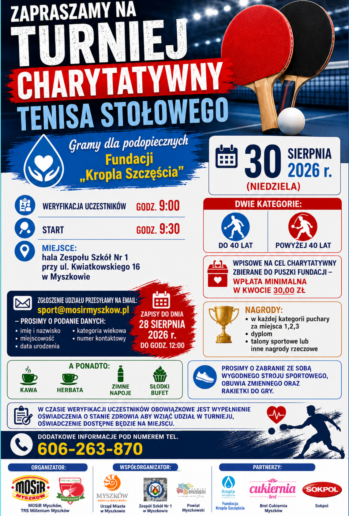 TURNIEJ TENISA STOŁOWEGO. DOCHÓD NA CHORE DZIECI
