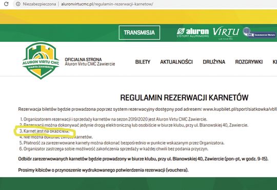 KLUB PRZEPRASZA KIBICÓW NIEWPUSZCZONYCH NA MECZ